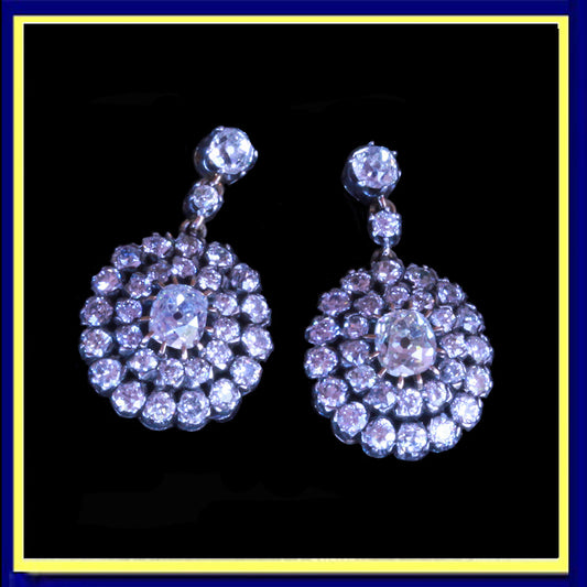 antique Victorian earrings ear pendants diamonds gold silver English