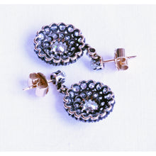 Antique Victorian Earrings Ear Pendants 5.29ct Diamonds Gold Silver English(7259)