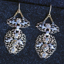 Antique Georgian Earrings Ear Pendants Gold Silver Diamonds Iberian 18C (7273)