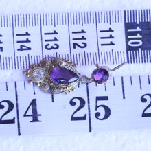 Antique Georgian dangle earrings gold amethyst chrysoberyl cannetille (7274)