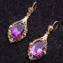 Antique Victorian earrings ear pendants gold amethysts diamonds English (7280)