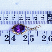Antique Victorian earrings ear pendants gold amethysts diamonds English (7280)