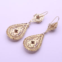 Antique Earrings Ear Pendants gold pearls emeralds rubies Sicily bridal (7283)