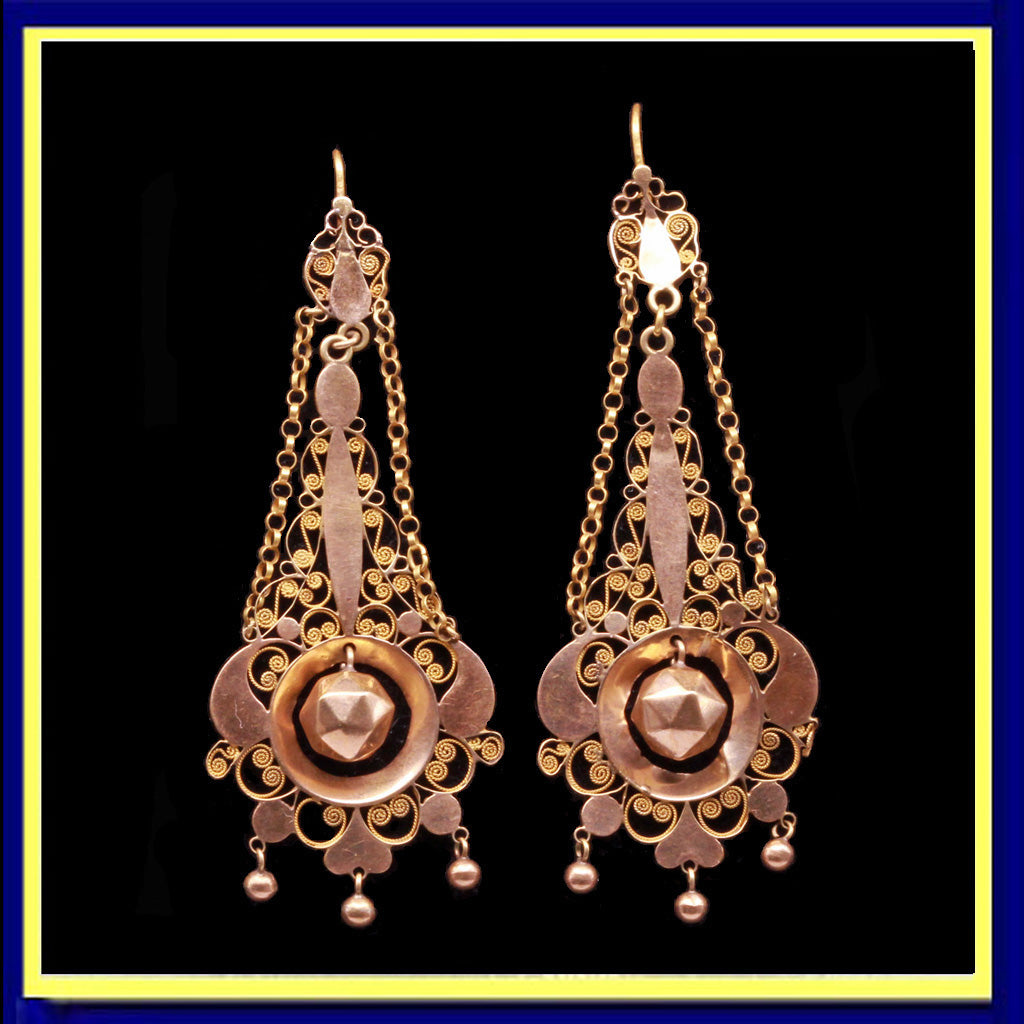 Georgian First Empire Napoleonic earrings gold ear pendants