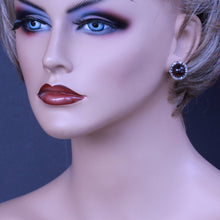 Antique Victorian earrings 18k gold diamonds garnet cabochons English (7286)