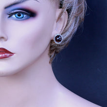 Antique Victorian earrings 18k gold diamonds garnet cabochons English (7286)