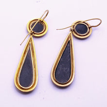 Antique Victorian Neo-Classic Earrings Gold Pietra Dura Florentine Mosaics (7294)