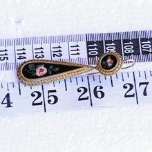 Antique Victorian Neo-Classic Earrings Gold Pietra Dura Florentine Mosaics (7294)