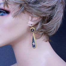 Antique Victorian Neo-Classic Earrings Gold Pietra Dura Florentine Mosaics (7294)