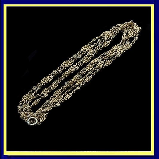 antique long gold chain necklace French