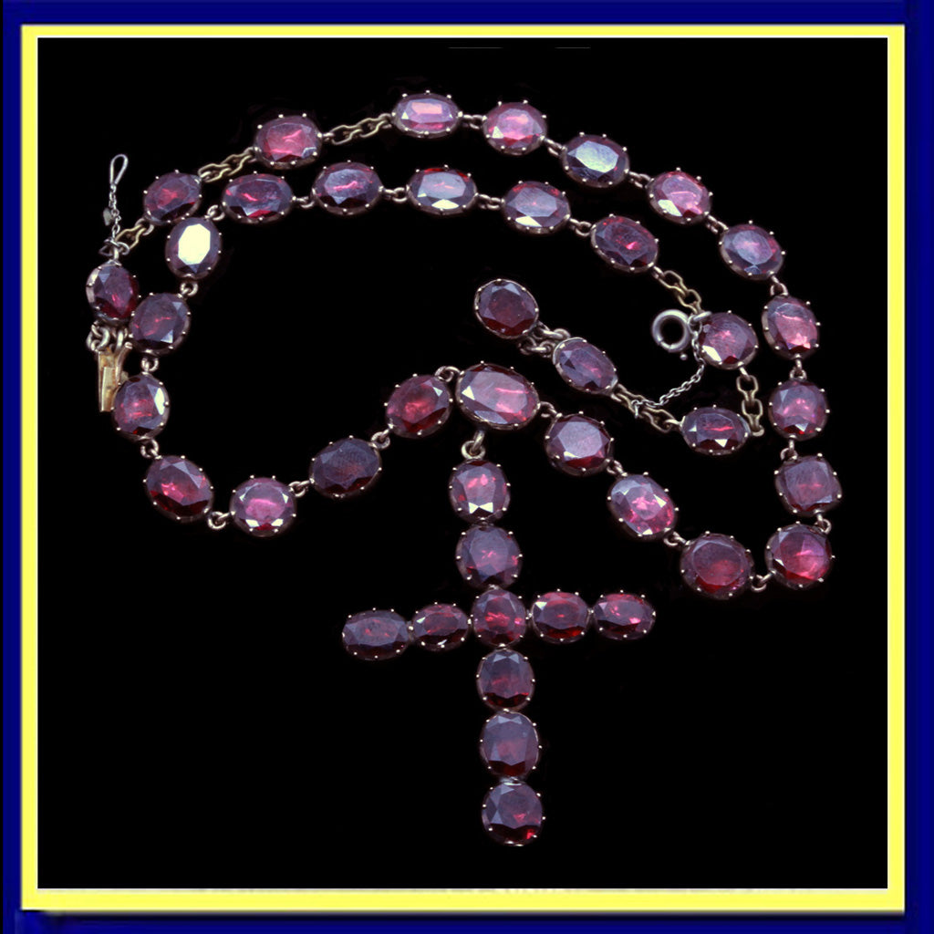 Georgian necklace pendant garnets