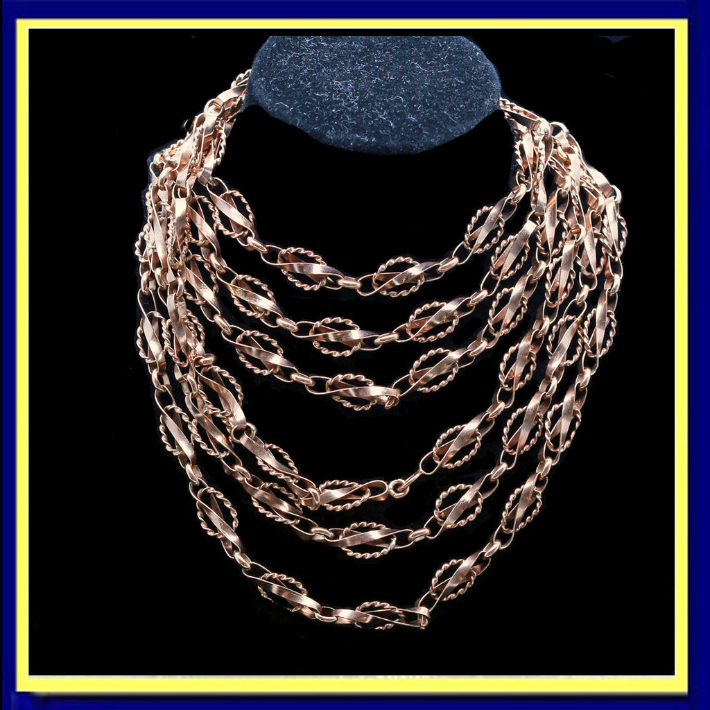 Antique long chain necklace sautoir gold
