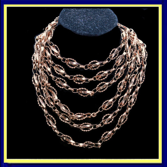 Antique long chain necklace sautoir gold