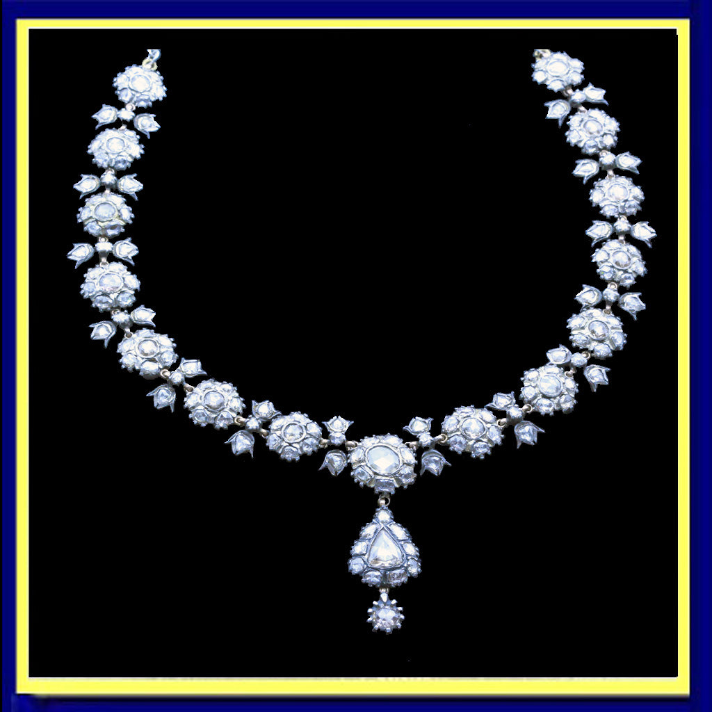 antique vintage diamond necklace rose cut diamonds