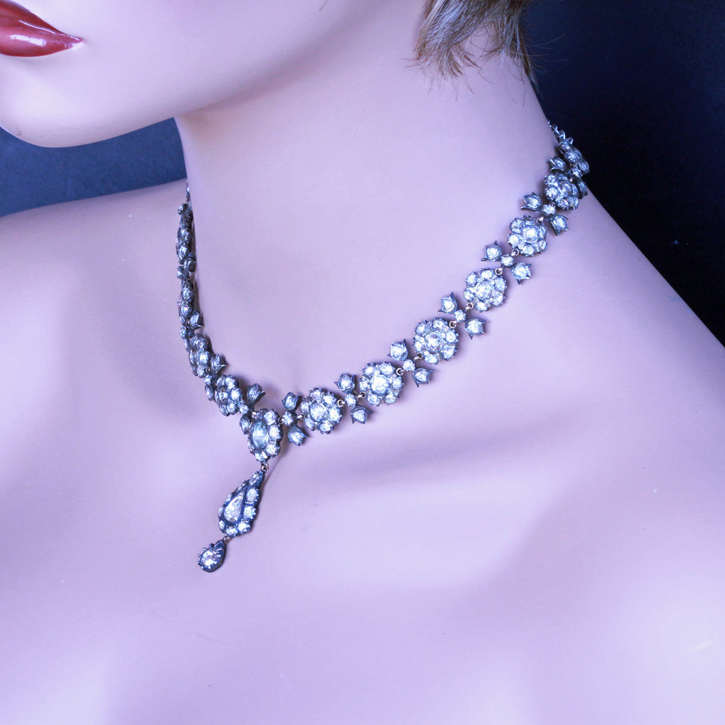 Antique vintage diamond necklace 18.76ct rose cut diamonds (7246)
