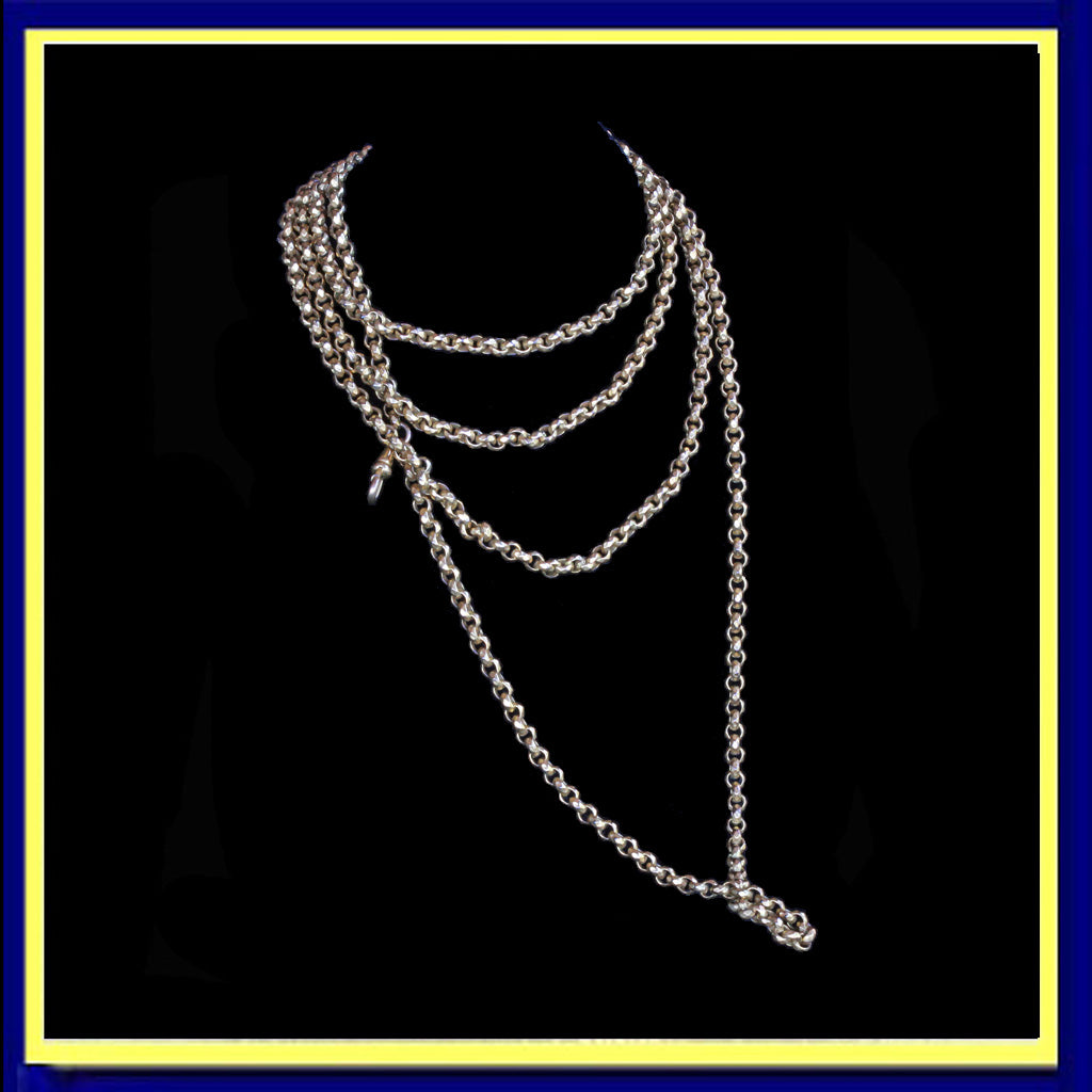 Georgian long chain necklace sautoir muff guard chain gold plated English pinchbeck