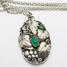 Art Nouveau Jugendstil Pendant Silver Chrysoprase Signed Theodor Fahrner (6311)