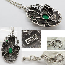 Art Nouveau Jugendstil Pendant Silver Chrysoprase Signed Theodor Fahrner (6311)