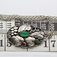Art Nouveau Jugendstil Pendant Silver Chrysoprase Signed Theodor Fahrner (6311)