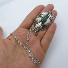 Art Nouveau Jugendstil Pendant Silver Chrysoprase Signed Theodor Fahrner (6311)