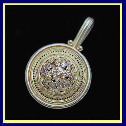 Castellani pendant gold millefiori cherub Victorian 