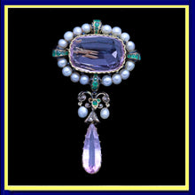 Wolfers Victorian brooch gold peral pink topaz emerald diamond