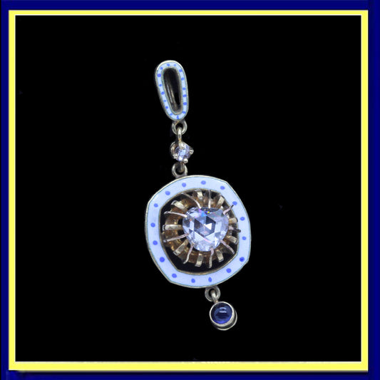 Giuliano pendant gold diamond sapphire enamel antique Victorian