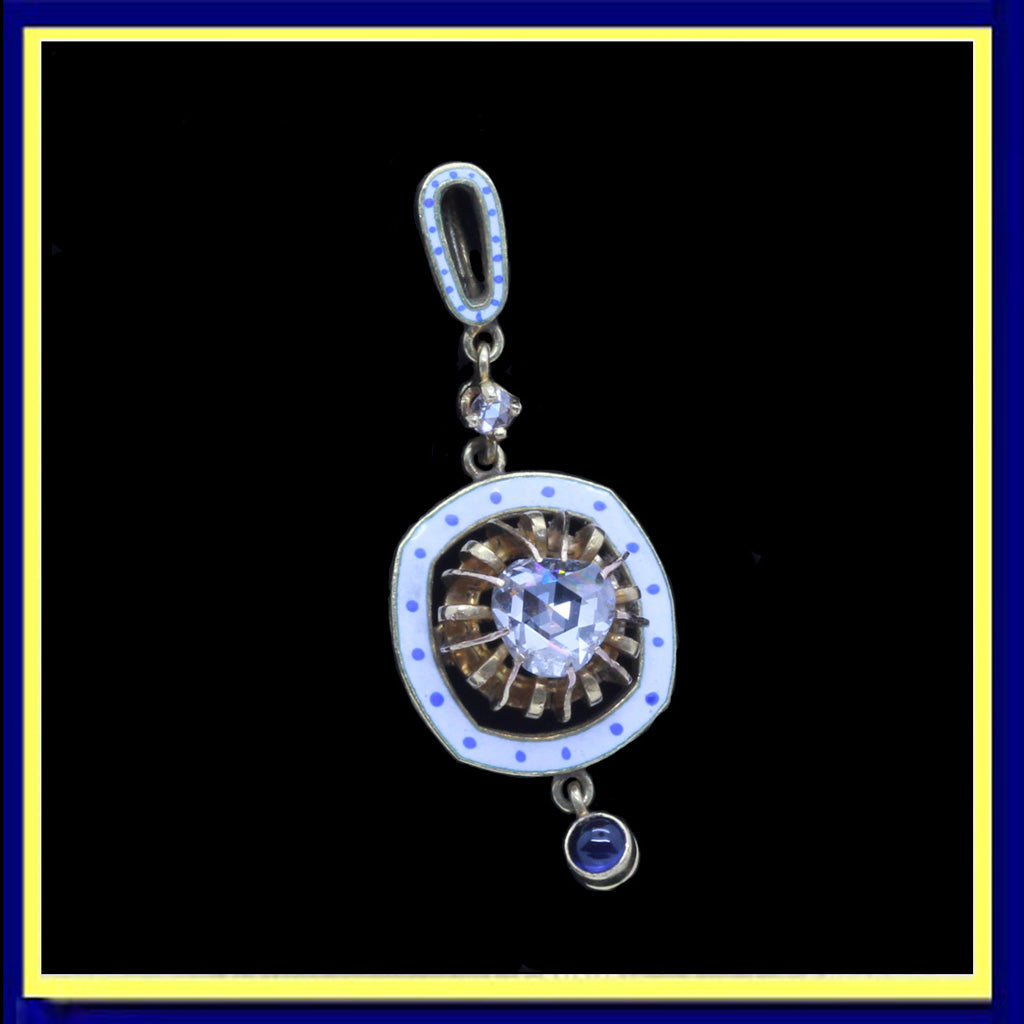 Giuliano pendant gold diamond sapphire enamel antique Victorian