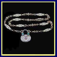 antique Georgian locket pendant gold chain emeralds ruby diamonds