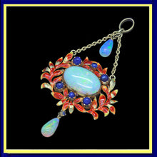 Giuliano pendant gold opals sapphires enamel antique Victorian
