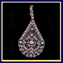 Antique Edwardian Pendant Platinum Gold Diamonds Pearls Europe Bridal (7194)