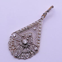 Antique Edwardian Pendant Platinum Gold Diamonds Pearls Europe Bridal (7194)