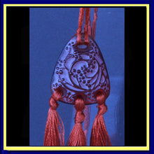 antique Rene Lalique pendant red orange glass original silk