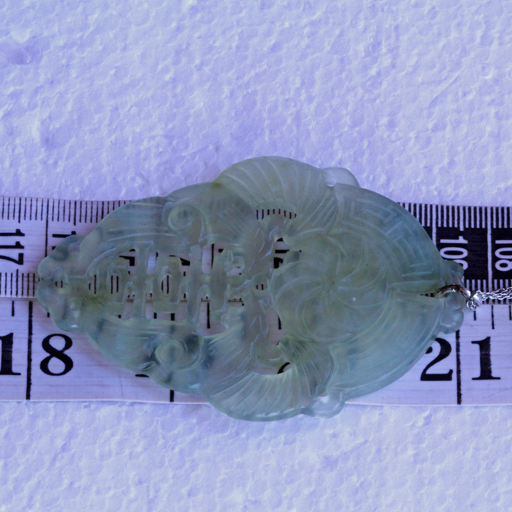 Antique Vintage celadon jade pendant carved Chinese natural jade (7264)