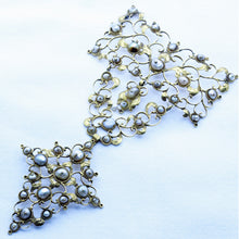 Antique Baroque pendant collar stomacher 19k gold pearls Venetian c1680 (7282)