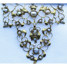 Antique Baroque pendant collar stomacher 19k gold pearls Venetian c1680 (7282)