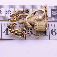 Antique Brooch 1758 whale carving Art Nouveau 18k gold mount Saintly statue(7287)