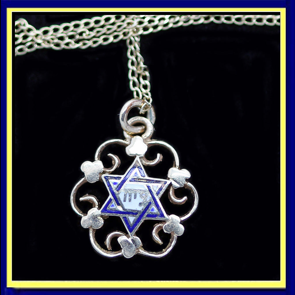 vintage Magen David Star of David pendant charm necklace w gold chain