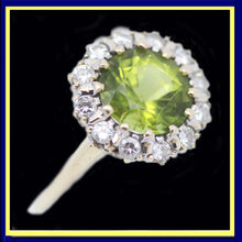 antique cluster ring peridot diamonds gold Edwardian
