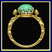 Wiese antique signed ring neo Renaissance gold turquoise figural