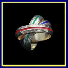 vintage Hermes ring gold trio red blue green enamel Hermes Paris