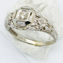 Antique Vintage Engagement Ring 18k White Gold Diamond Art Deco Small (6159)