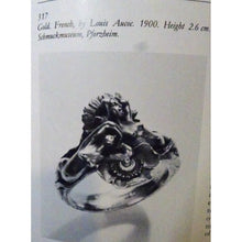 Antique Art Nouveau Ring Figural Reclining Woman 18k Gold Diamond French (6498)