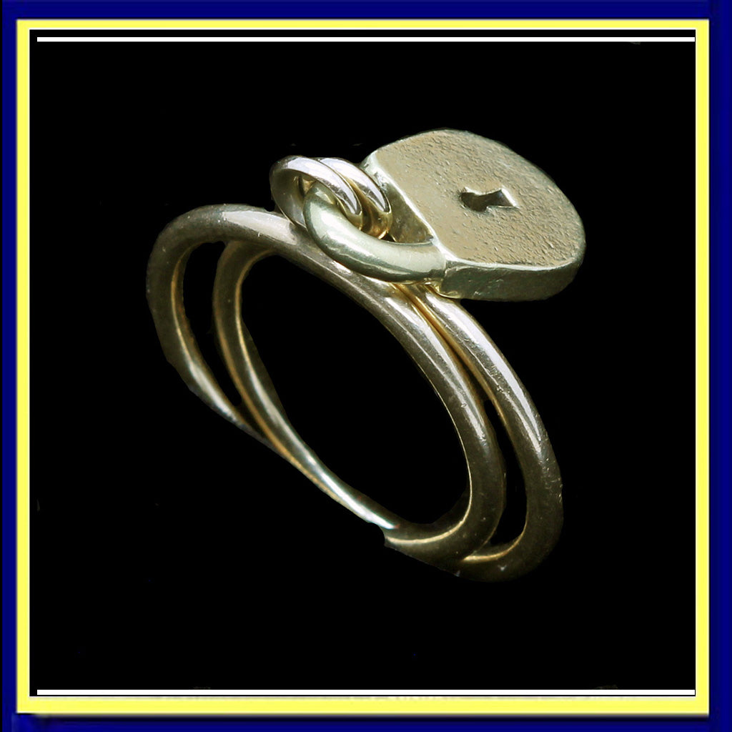 antique vintage ring gold hoops padlock charm dangle love romance