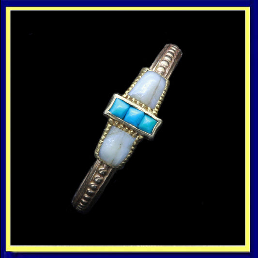 Wiese antique ring gold turquoise French Victorian signed sentimental