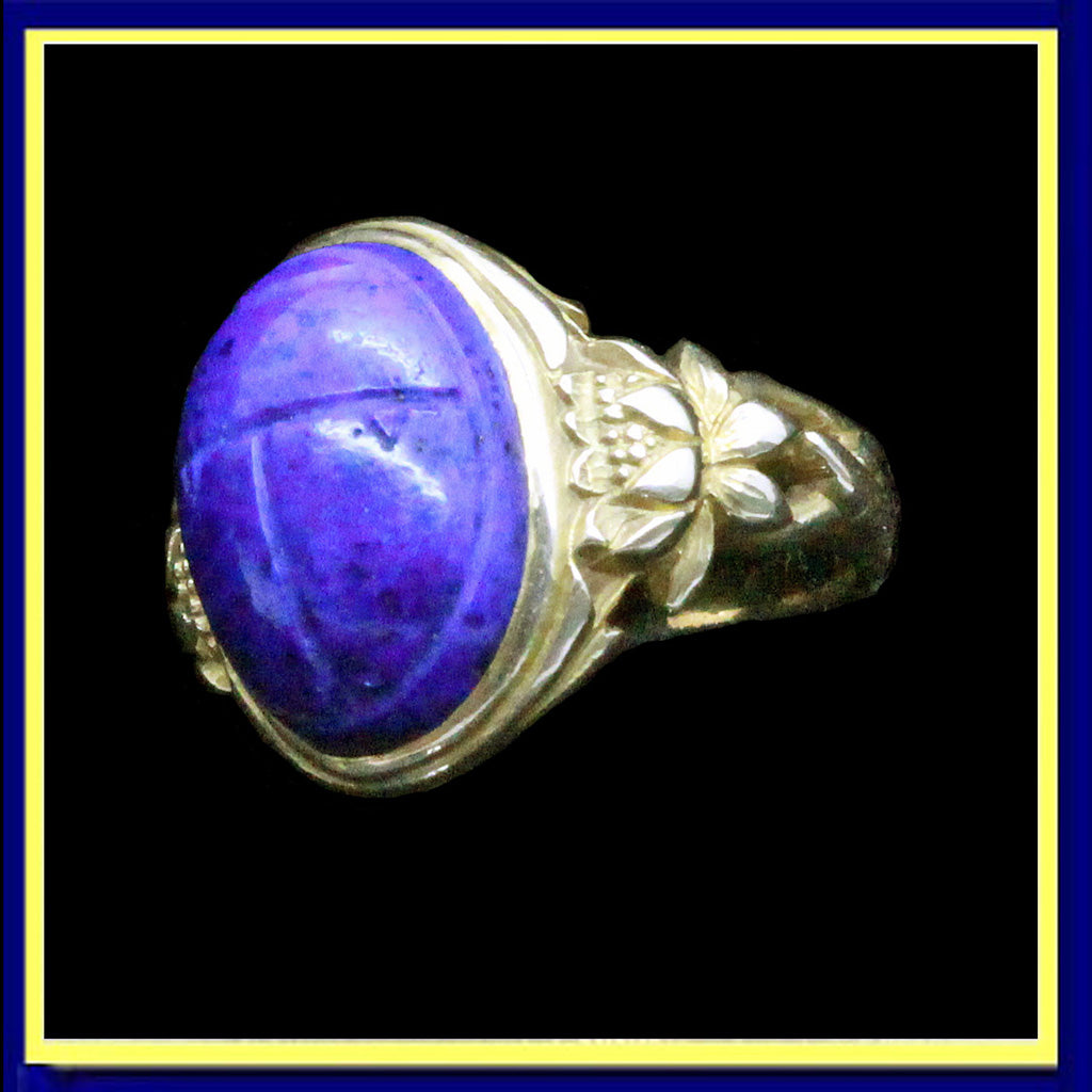 Egyptian Revival Ring scarab nouveau gold lapis lazuli George Street Unisex