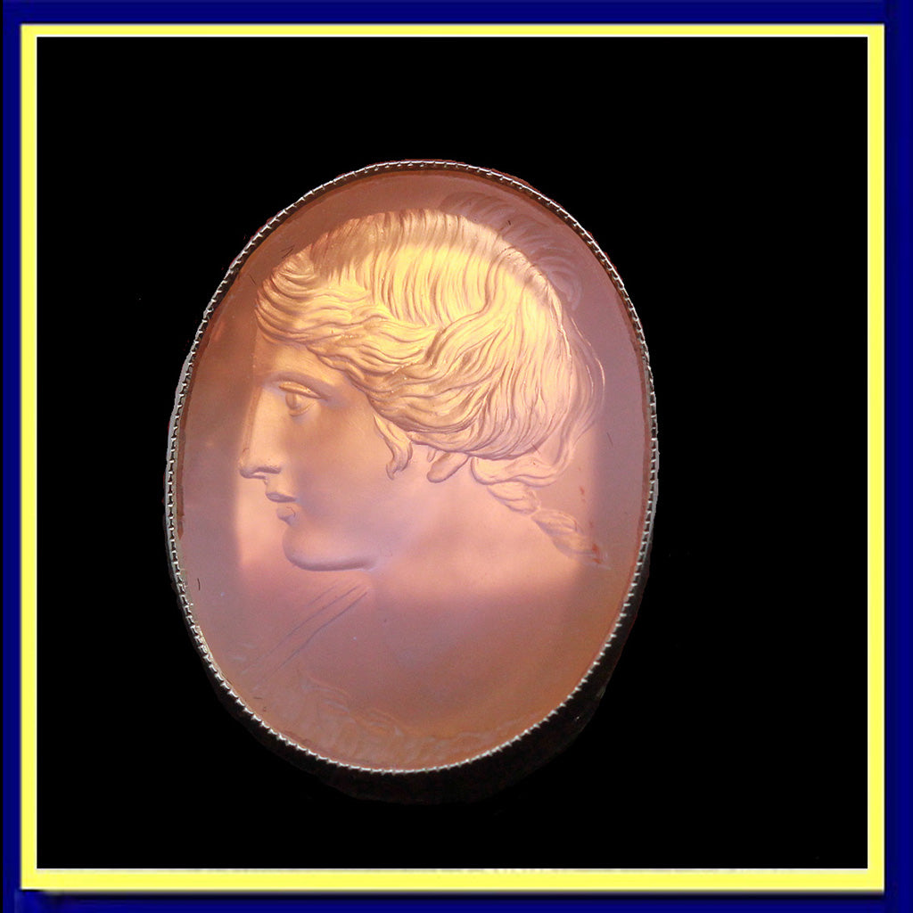 antique signet ring gold hardstone intaglio cameo woman in profile