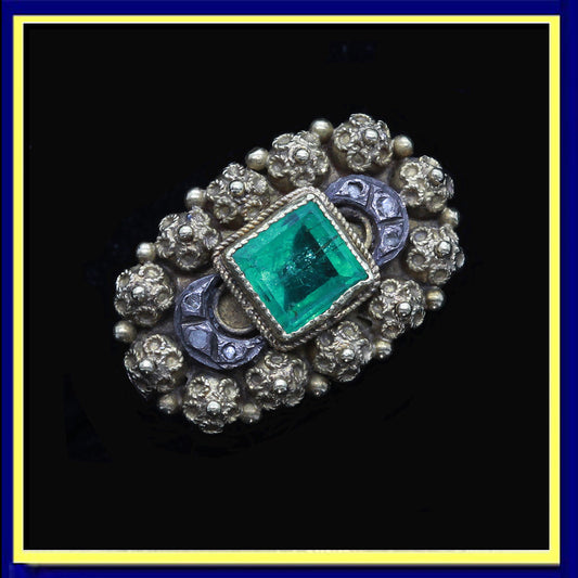 Lucien Falize antique Victorian ring gold silver emerald diamonds