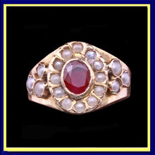 antique Victorian French ring gold ruby pearls