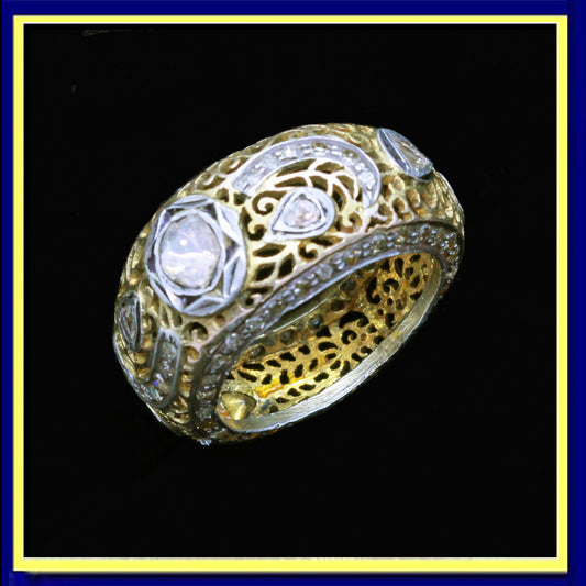 vintage ring gold silver diamonds openwork unisex man woman india